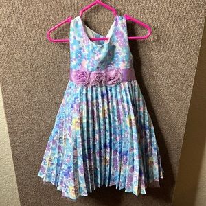 girls kids blue purple flower dress